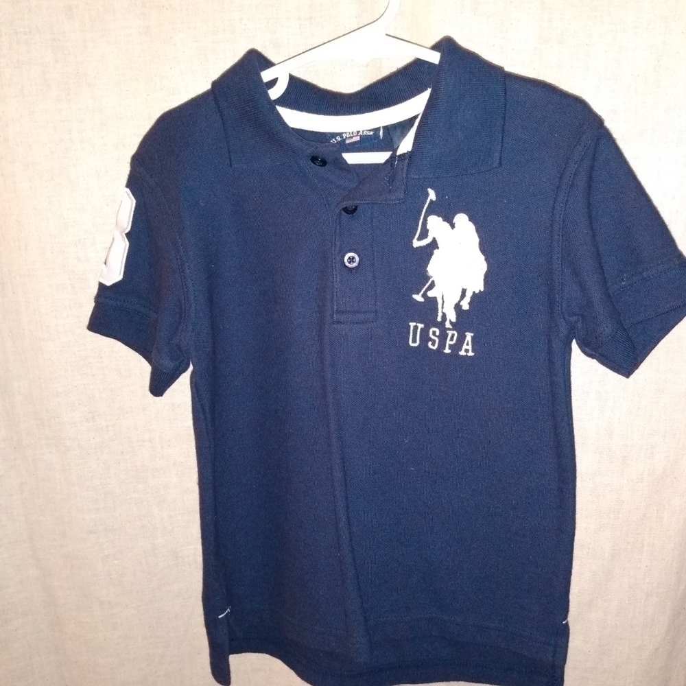POLO ASSN Short Sleeve Polo, 4, Navy & White, #3 on left sleeve